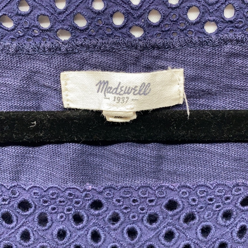 Madewell Eyelet Seamed Womens  Navy Shirt S - Picture 3 of 5